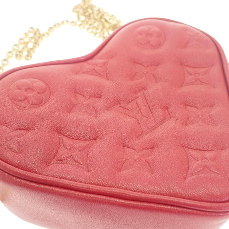ルイヴィトン LOUIS VUITTON ハートオンチェーンポーチ M80837 ショルダーバッグ レッド ゴールド金具 レディース【中古】【Aランク】の画像