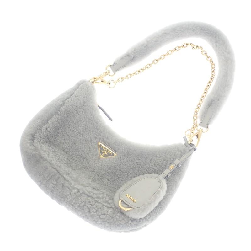 プラダ PRADA Re-Edition シアリング ミニ 1BC204 2EC9 F0591 ショルダーバッグ ３WAYバッグ ファー グレー【中古】【ABランク】_2