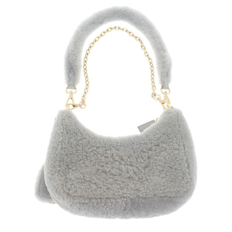プラダ PRADA Re-Edition シアリング ミニ 1BC204 2EC9 F0591 ショルダーバッグ ３WAYバッグ ファー グレー【中古】【ABランク】_3