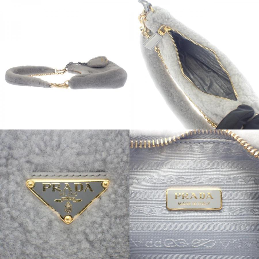 プラダ PRADA Re-Edition シアリング ミニ 1BC204 2EC9 F0591 ショルダーバッグ ３WAYバッグ ファー グレー【中古】【ABランク】_7