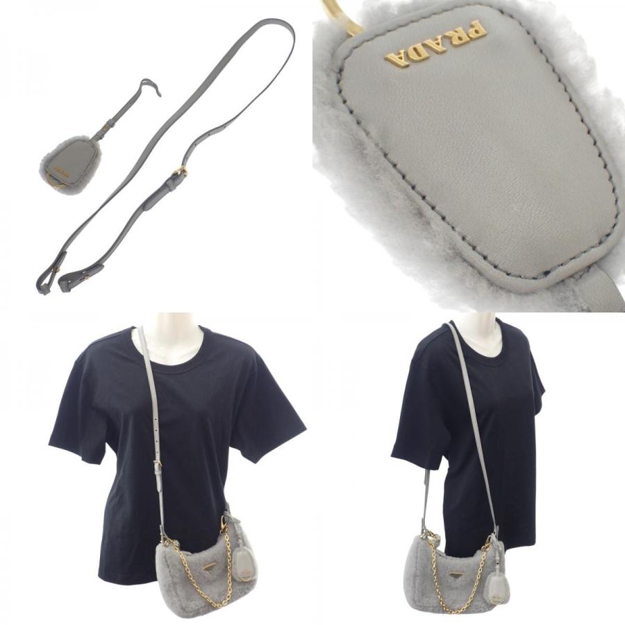 プラダ PRADA Re-Edition シアリング ミニ 1BC204 2EC9 F0591 ショルダーバッグ ３WAYバッグ ファー グレー【中古】【ABランク】_8