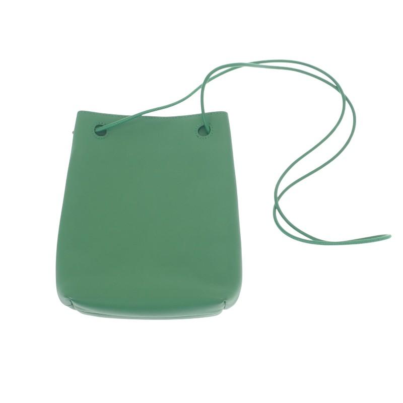 ロエベ LOEWE ペブルポーチ CANBSPPX01 ショルダーバッグ カーフ グリーン 緑 シルバー金具 レディース 上品【中古】【Aランク】の画像