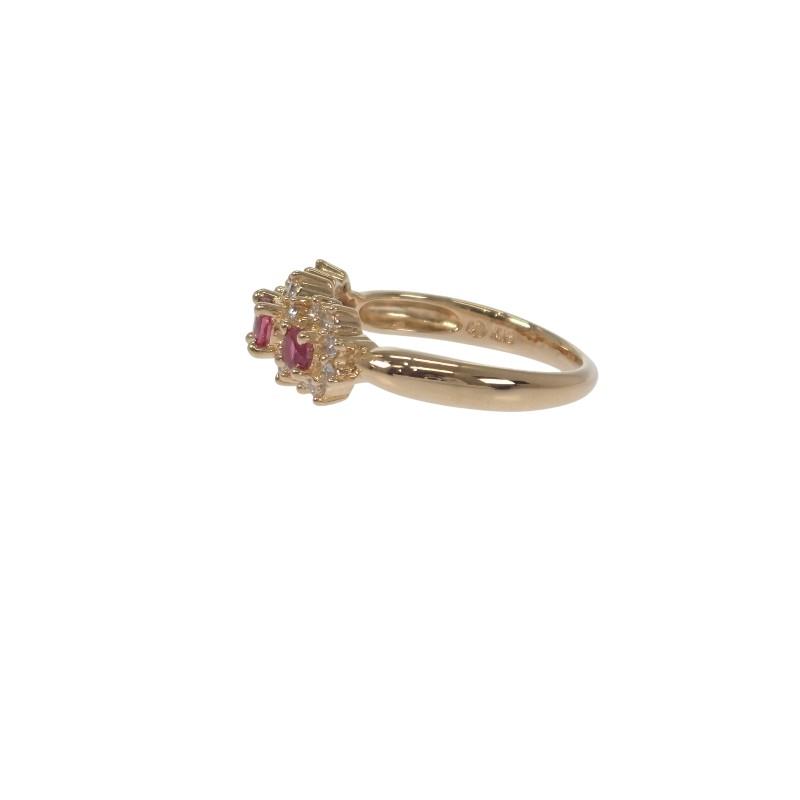 タサキ TASAKI フラワーモチーフ 小花 11号 リング K18イエローゴールド 18金 ルビー ダイヤモンド 0.32ct レディース【中古】【Aランク】の画像