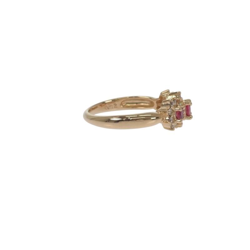タサキ TASAKI フラワーモチーフ 小花 11号 リング K18イエローゴールド 18金 ルビー ダイヤモンド 0.32ct レディース【中古】【Aランク】の画像