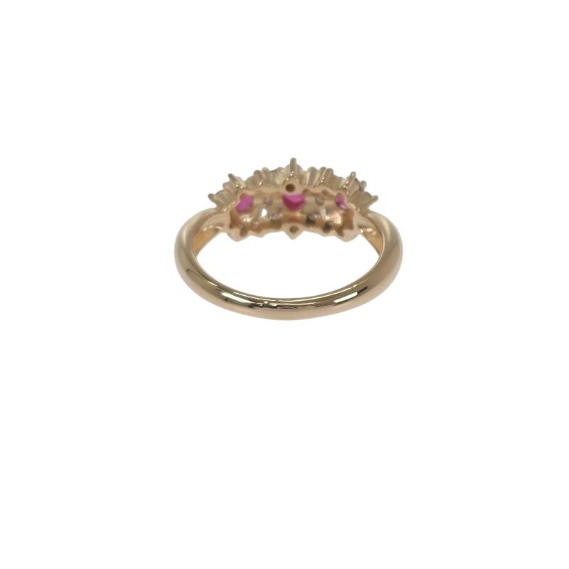 タサキ TASAKI フラワーモチーフ 小花 11号 リング K18イエローゴールド 18金 ルビー ダイヤモンド 0.32ct レディース【中古】【Aランク】の画像