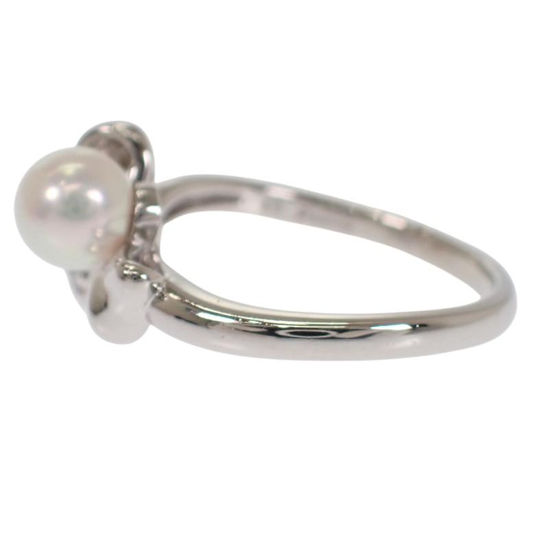 タサキ TASAKI リボンモチーフ 10号 リング Pt900プラチナ パール ダイヤモンド レディース 【中古】【Aランク】の画像