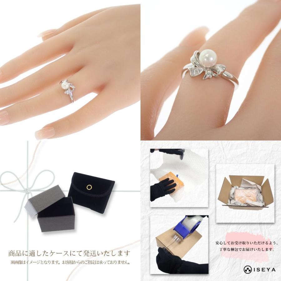 タサキ TASAKI リボンモチーフ 10号 リング Pt900プラチナ パール ダイヤモンド レディース 【中古】【Aランク】の画像