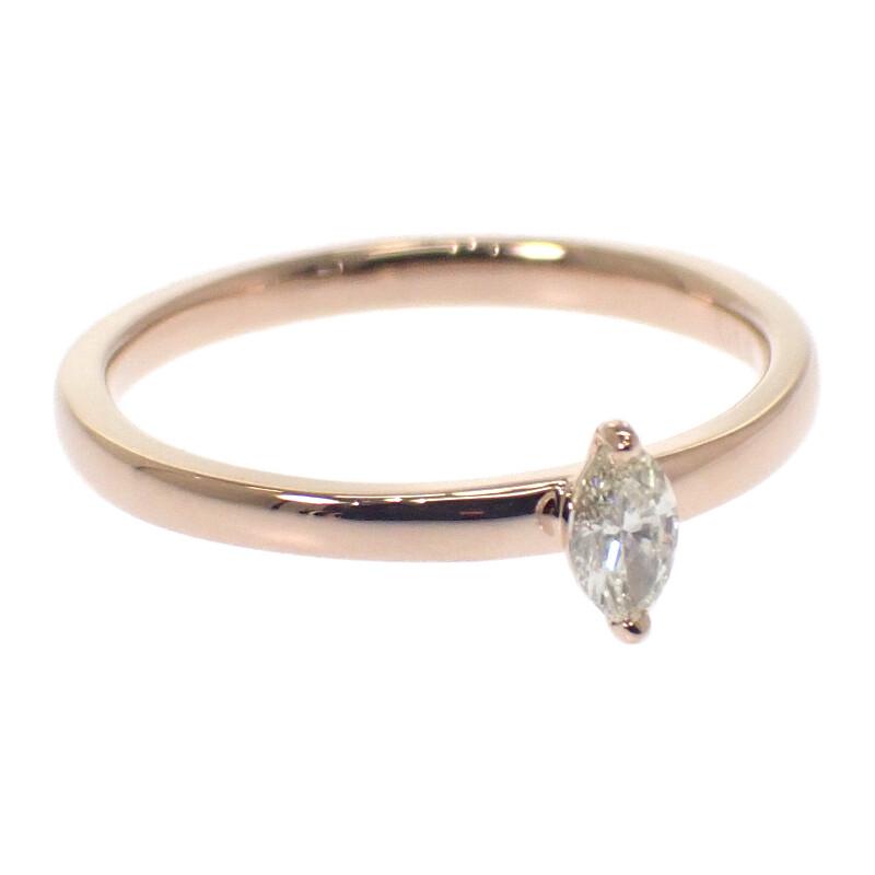 デザインジュエリー マーキス リング 12号 指輪 K18ピンクゴールド 18金 ダイヤモンド0.18ct ジュエリー 金 レディース【中古】【Aランク】の画像