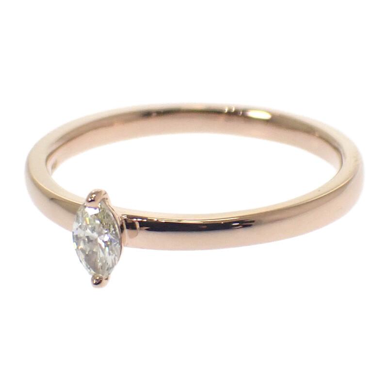 デザインジュエリー マーキス リング 12号 指輪 K18ピンクゴールド 18金 ダイヤモンド0.18ct ジュエリー 金 レディース【中古】【Aランク】の画像