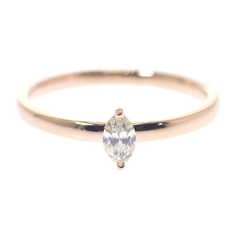 デザインジュエリー マーキス リング 12号 指輪 K18ピンクゴールド 18金 ダイヤモンド0.18ct ジュエリー 金 レディース【中古】【Aランク】の画像