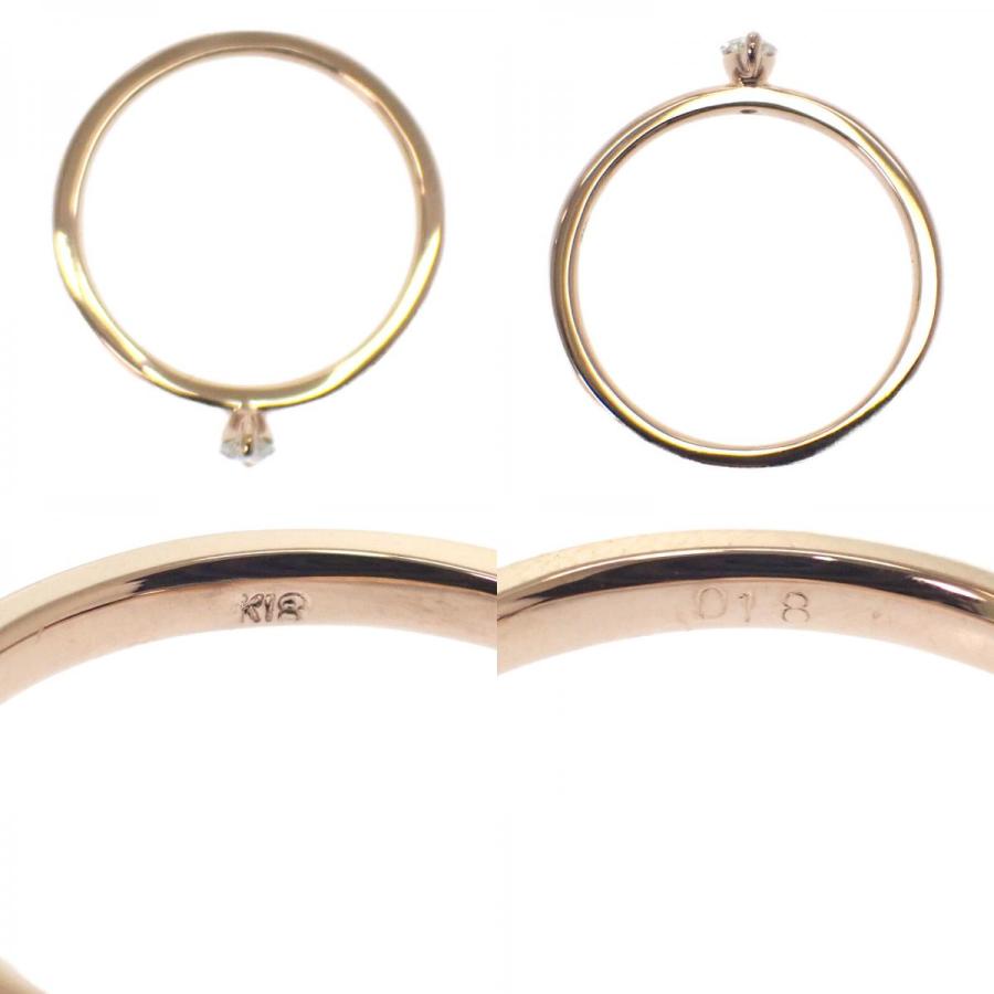 デザインジュエリー マーキス リング 12号 指輪 K18ピンクゴールド 18金 ダイヤモンド0.18ct ジュエリー 金 レディース【中古】【Aランク】の画像