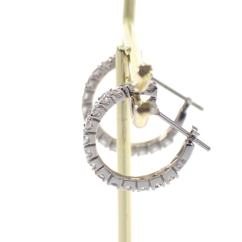 デザインジュエリー フープ ピアス 美品 刻印あり Pt900プラチナ ダイヤモンド計約1.00ct レディース 【中古】【Aランク】の画像