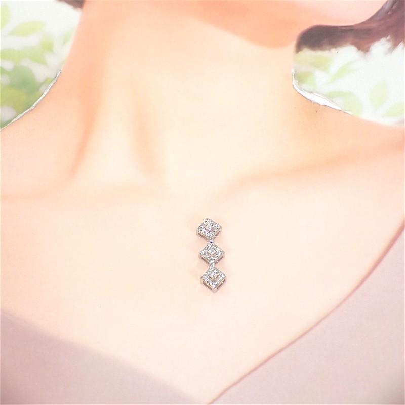 タサキ TASAKI スクエア ペンダントトップ 美品 18金 K18ホワイトゴールド ダイヤモンド レディース【中古】【Aランク】の画像