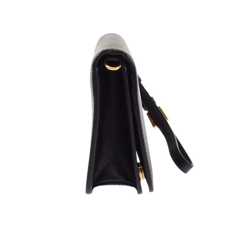 プラダ PRADA レザーチェーンウォレット 1DH029 財布 サフィアーノ ブラック 黒 レディース 保証書付き 2WAY【中古】【Aランク】の画像