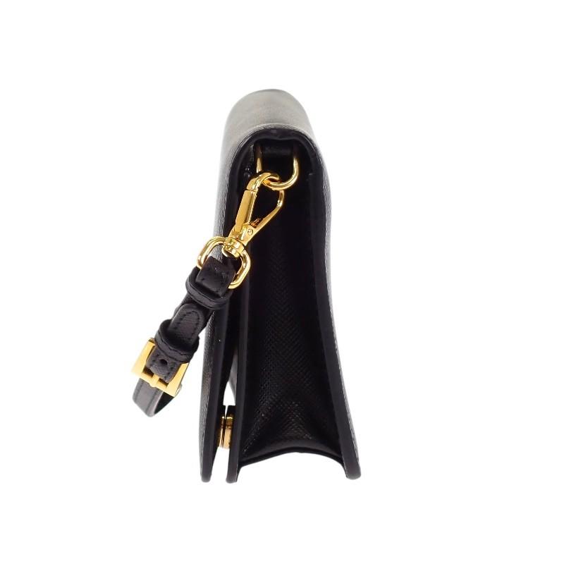 プラダ PRADA レザーチェーンウォレット 1DH029 財布 サフィアーノ ブラック 黒 レディース 保証書付き 2WAY【中古】【Aランク】の画像