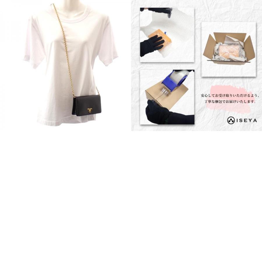 プラダ PRADA レザーチェーンウォレット 1DH029 財布 サフィアーノ ブラック 黒 レディース 保証書付き 2WAY【中古】【Aランク】の画像