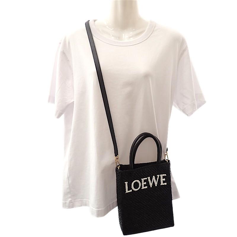 ロエベ LOEWE スタンダード A５ トート A563S30X09 2WAYバッグ ラフィア レザー ブラック ゴールド金具 レディース【中古】【Aランク】の画像