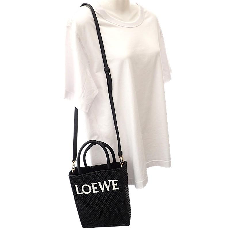 ロエベ LOEWE スタンダード A５ トート A563S30X09 2WAYバッグ ラフィア レザー ブラック ゴールド金具 レディース【中古】【Aランク】の画像