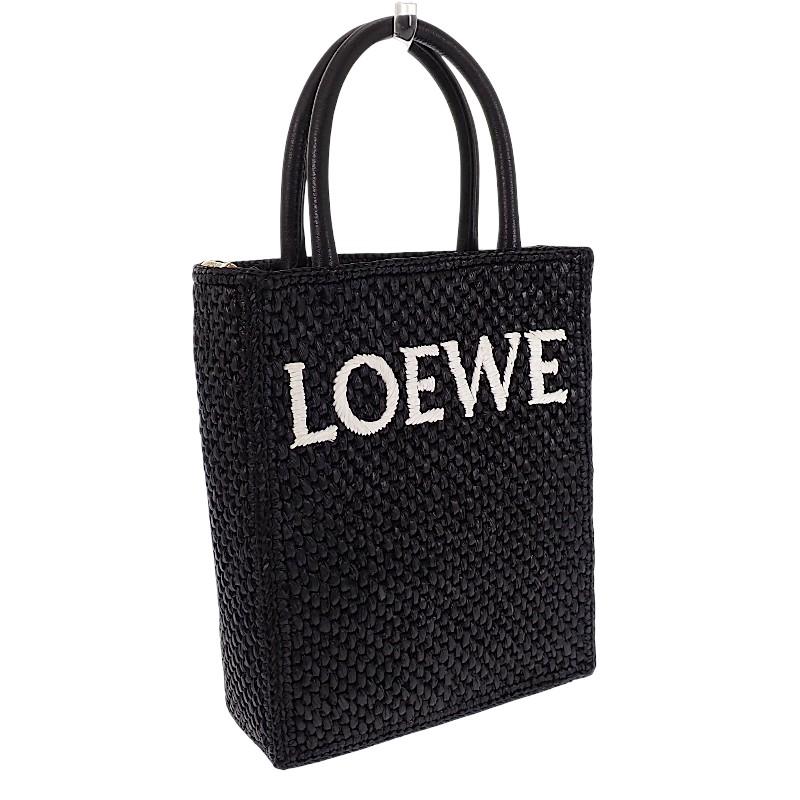 ロエベ LOEWE スタンダード A５ トート A563S30X09 2WAYバッグ ラフィア レザー ブラック ゴールド金具 レディース【中古】【Aランク】の画像
