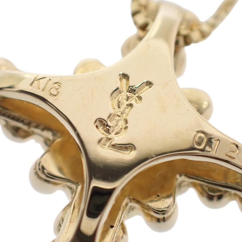 イヴサンローラン YVES SAINT LAURENT クロス ネックレス 18金 K18イエローゴールド ダイヤモンド レディース YSL【中古】【Aランク】の画像
