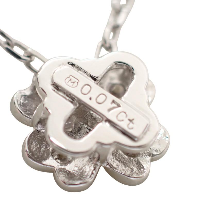 ミキモト MIKIMOTO クローバー ペンダント ネックレス 刻印あり 18金 K18ホワイトゴールド ダイヤモンド レディース【中古】【Aランク】の画像
