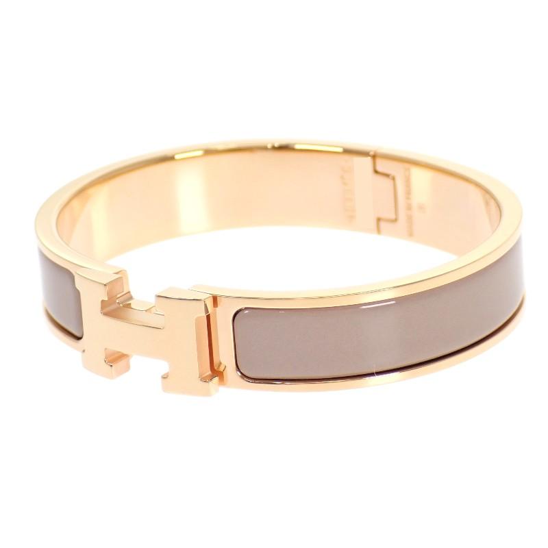 エルメス HERMES クリックHブレスレット H700001FO_19PM バングル メタル ピンクゴールド グレージュ マロングラッセ【中古】【ABランク】_3