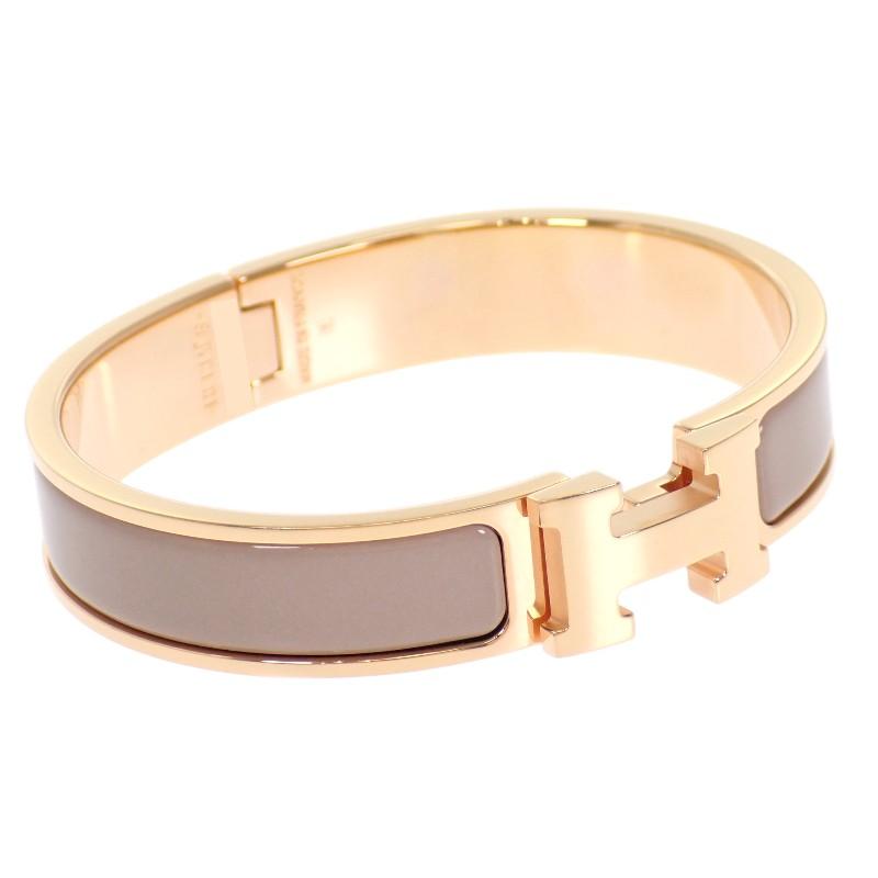 エルメス HERMES クリックHブレスレット H700001FO_19PM バングル メタル ピンクゴールド グレージュ マロングラッセ【中古】【ABランク】_4