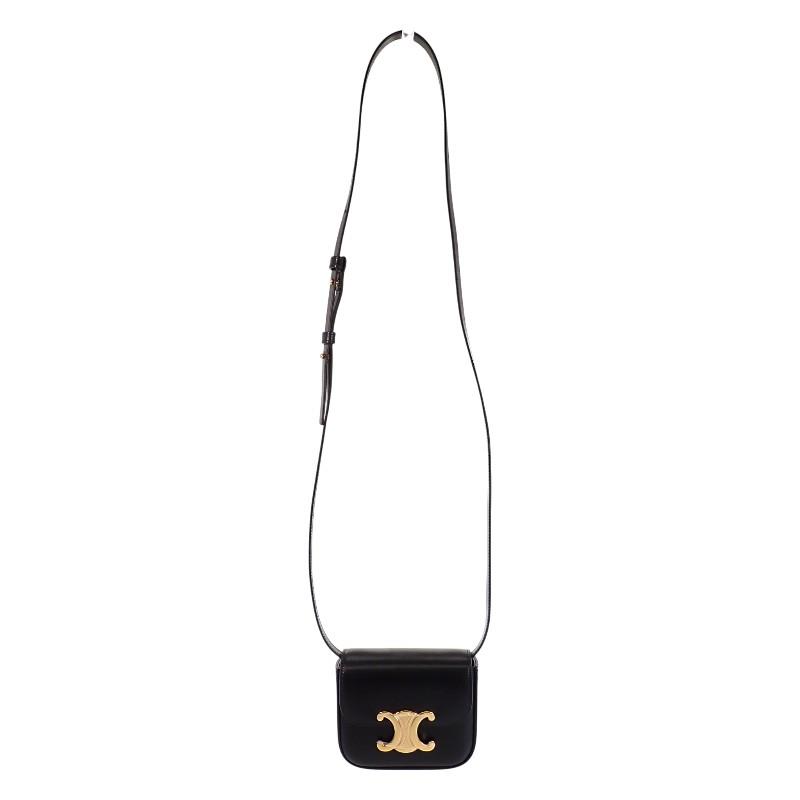 セリーヌ CELINE ミニ クロード ショルダーバッグ カーフ 本革 ブラック ゴールド金具 レディース 付属品付き【中古】【Aランク】の画像