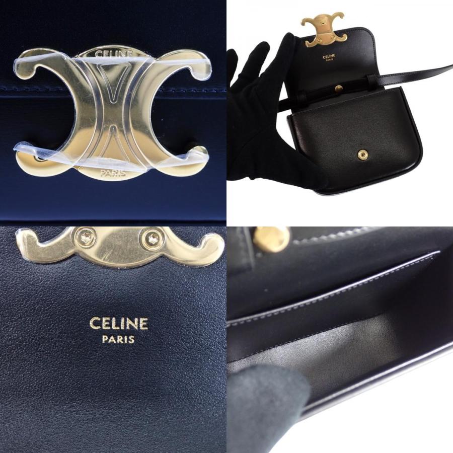 セリーヌ CELINE ミニ クロード ショルダーバッグ カーフ 本革 ブラック ゴールド金具 レディース 付属品付き【中古】【Aランク】の画像