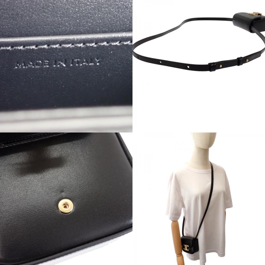 セリーヌ CELINE ミニ クロード ショルダーバッグ カーフ 本革 ブラック ゴールド金具 レディース 付属品付き【中古】【Aランク】の画像