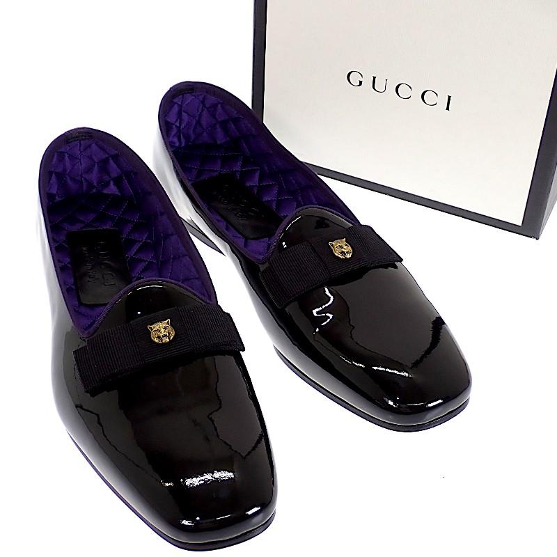 グッチ GUCCI リボン パテントローファー ローファー パテントレザー ブラック 黒 #8 27cm メンズ レディース【中古】【Aランク】 GUCCI（グッチ） リボン パテントローファー ローファー パテント