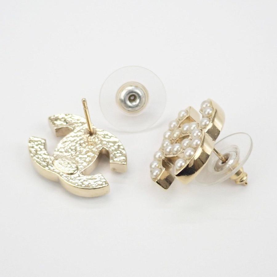 CHANEL シャネル ココマーク フェイクパール ピアス 08V ゴールド 