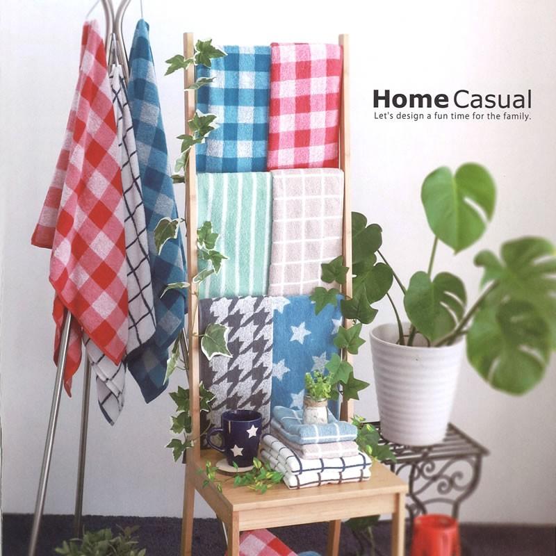 Home Casual 柄物 バスタオル 5枚セット 【約60×120】800匁 大人可愛い まとめ買い カジュアル柄 チドリ シェイプライン ギンガム チェック おしゃれ　格安｜isg1496｜02