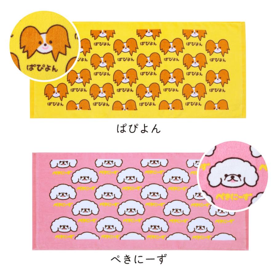 ワンワンワールド フェイスタオル 2枚セット 約34×75cm ふわふわ