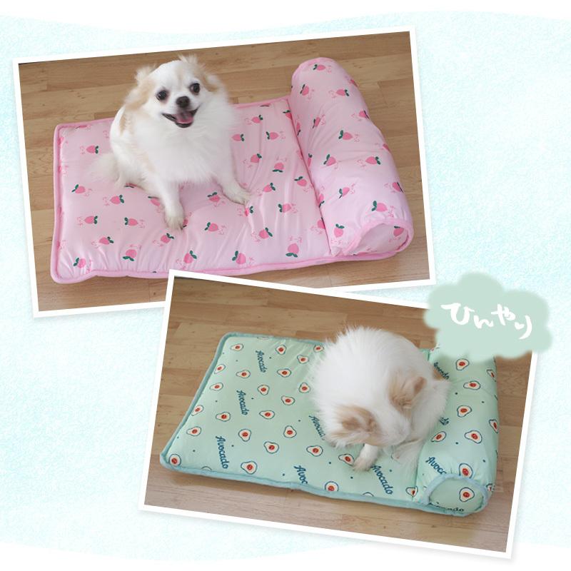 ペット クールマット 枕付き 犬用 猫用 59cm × 39cm 接触冷感 ひんやり