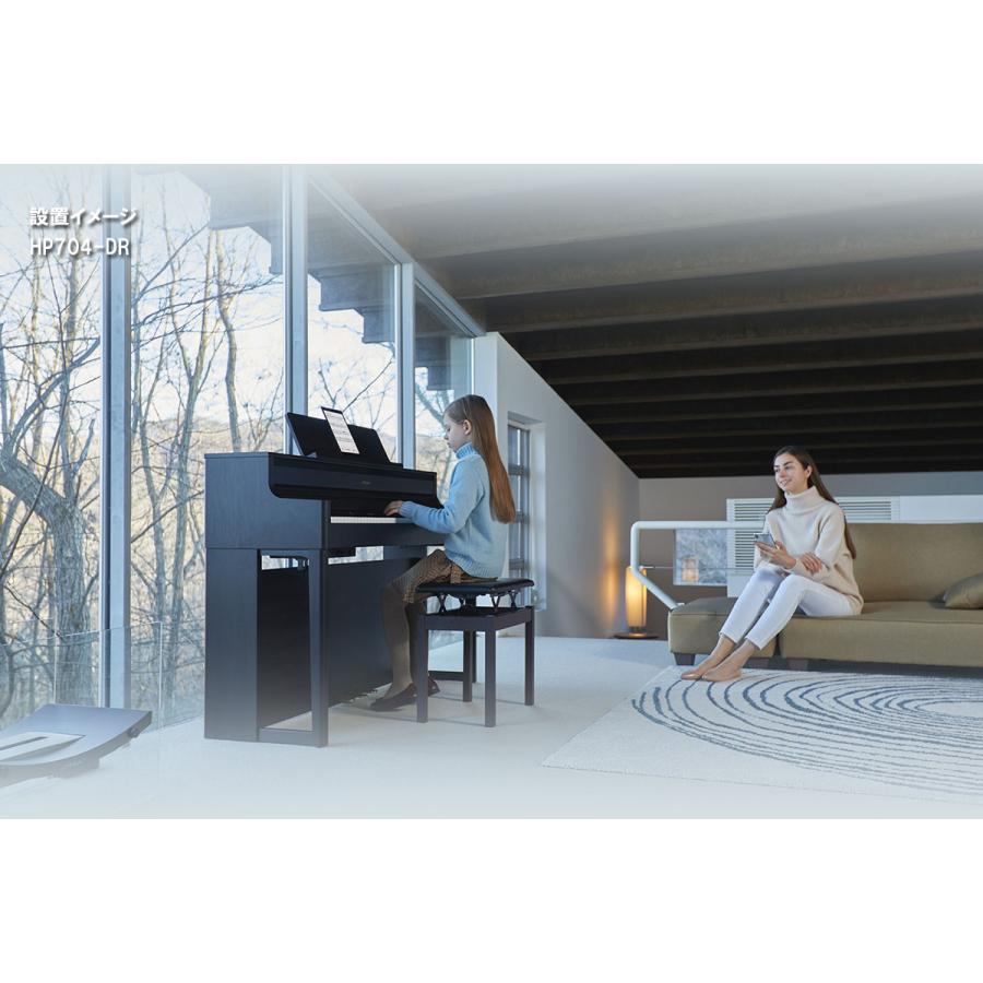 (全国組立設置無料)Roland / HP704-DRS ダークローズウッド調仕上げ 電子ピアノ [親子でレッスンセット](特典品+ケアSETプレゼント)(代引不可)(PTNB)の画像