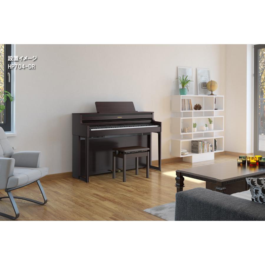 (全国組立設置無料)Roland / HP704-PES 黒塗鏡面艶出し塗装 電子ピアノ [親子でレッスンセット](特典品+ケアSETプレゼント)(代引不可)(YRK)(PTNB)(納期/6月以降)の画像