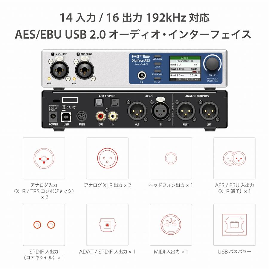 RME アールエムイー / Digiface AES 14 入力 16 出力 192kHz AES/EBU USBオーディオ・インターフェイス(国内正規品保証3年付き)(お取り寄せ商品)｜ishibashi｜06