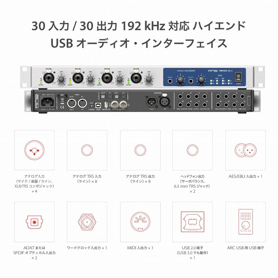 RME アールエムイー / Fireface 802 FS 30in/30out 192kHz対応 ハイエンドUSBオーディオ・インターフェイス(国内正規品保証3年付き)｜ishibashi｜03