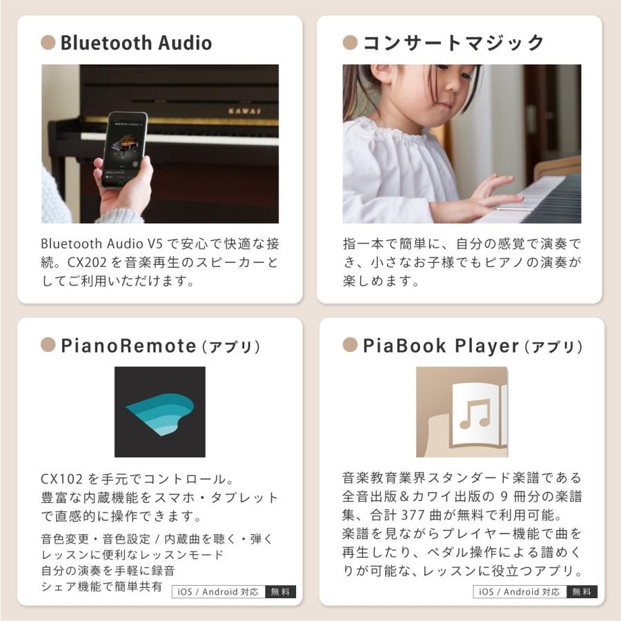 (全国組立設置無料)KAWAI / CX302MW モカウォルナット調仕上げ (CX302) 電子ピアノ(特典品プレゼント)(ピアノケアセットプレゼント)(代引き不可)_9