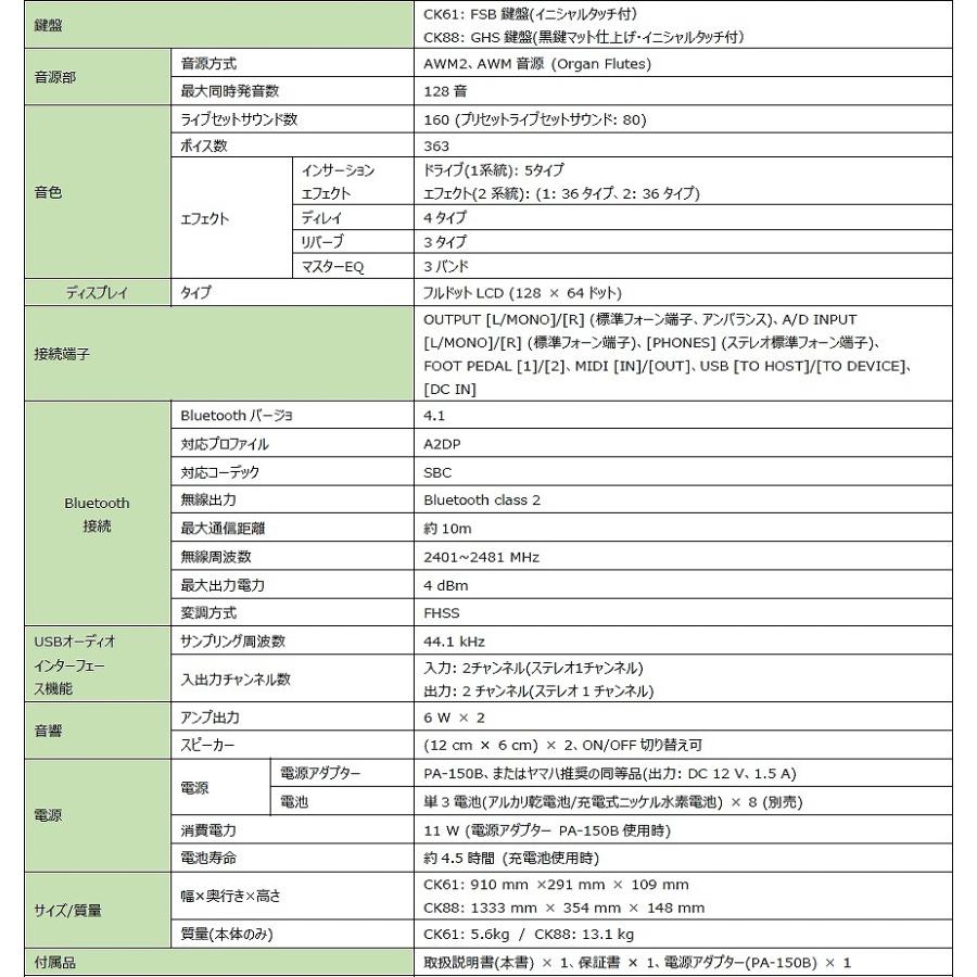 YAMAHA ヤマハ / CK88 (サスティンペダル(FC4A)セット！) 88鍵ステージキーボードの画像