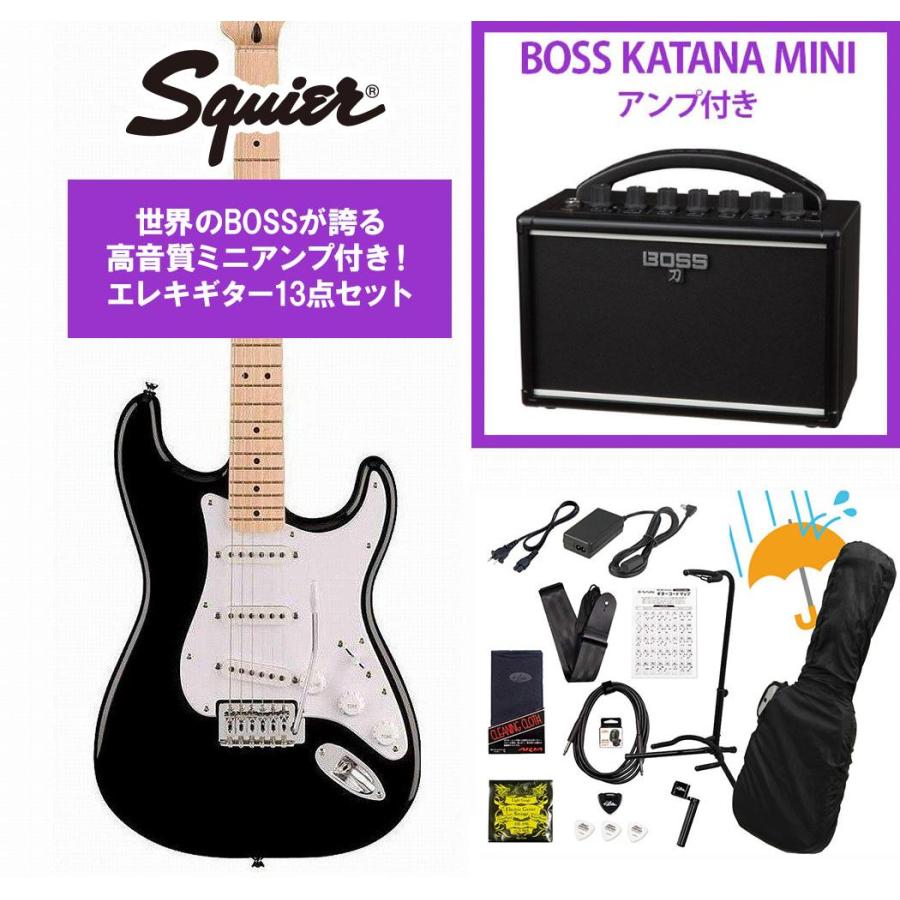 Squier by Fender / Sonic Stratocaster Maple FB WH PG Black BOSS 