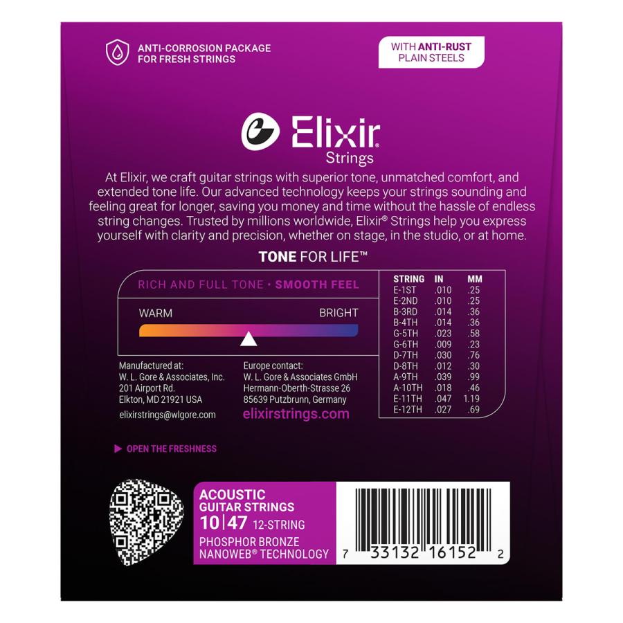 Elixir（エリクサー） Elixir / 16152 12-String Light Acoustic Phosphor Bronze ...