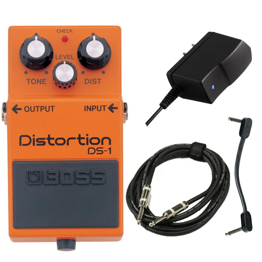 BOSS / DS-1 Distortion AC安心スタートセット -純正ACアダプターPSA100S2、ギター用ケーブル、パッチケーブル-｜ishibashi