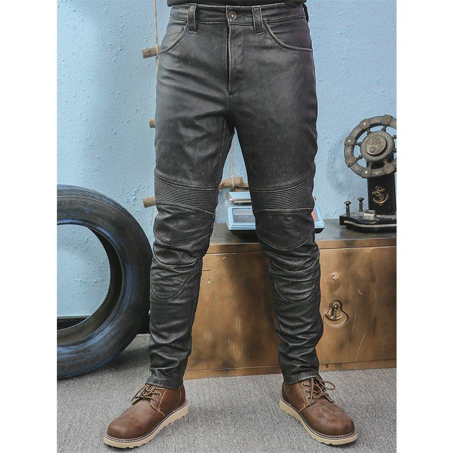 オンラインストア卸値 レザーパンツ メンズ 革パン 牛革 アメカジ 厚手