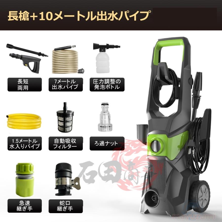 高圧洗浄機 コンパクト 強力噴射 自吸両用 1800W 17MPa 静音 水道直結