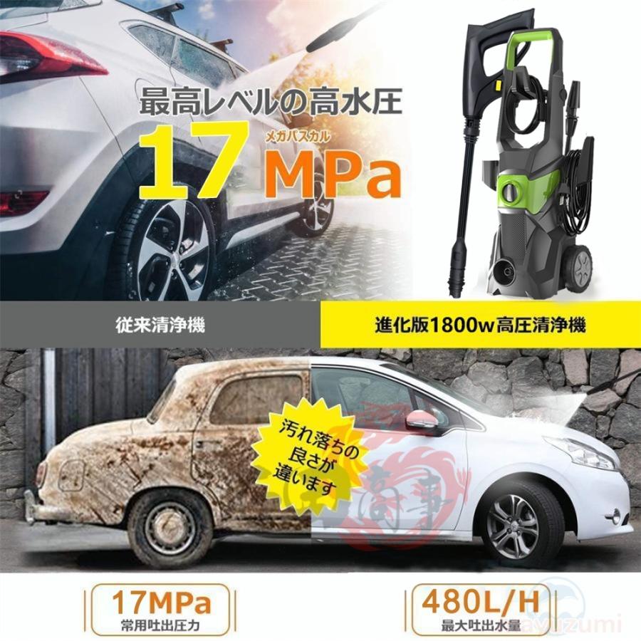 高圧洗浄機 コンパクト 強力噴射 自吸両用 1800W 17MPa 静音 水道直結