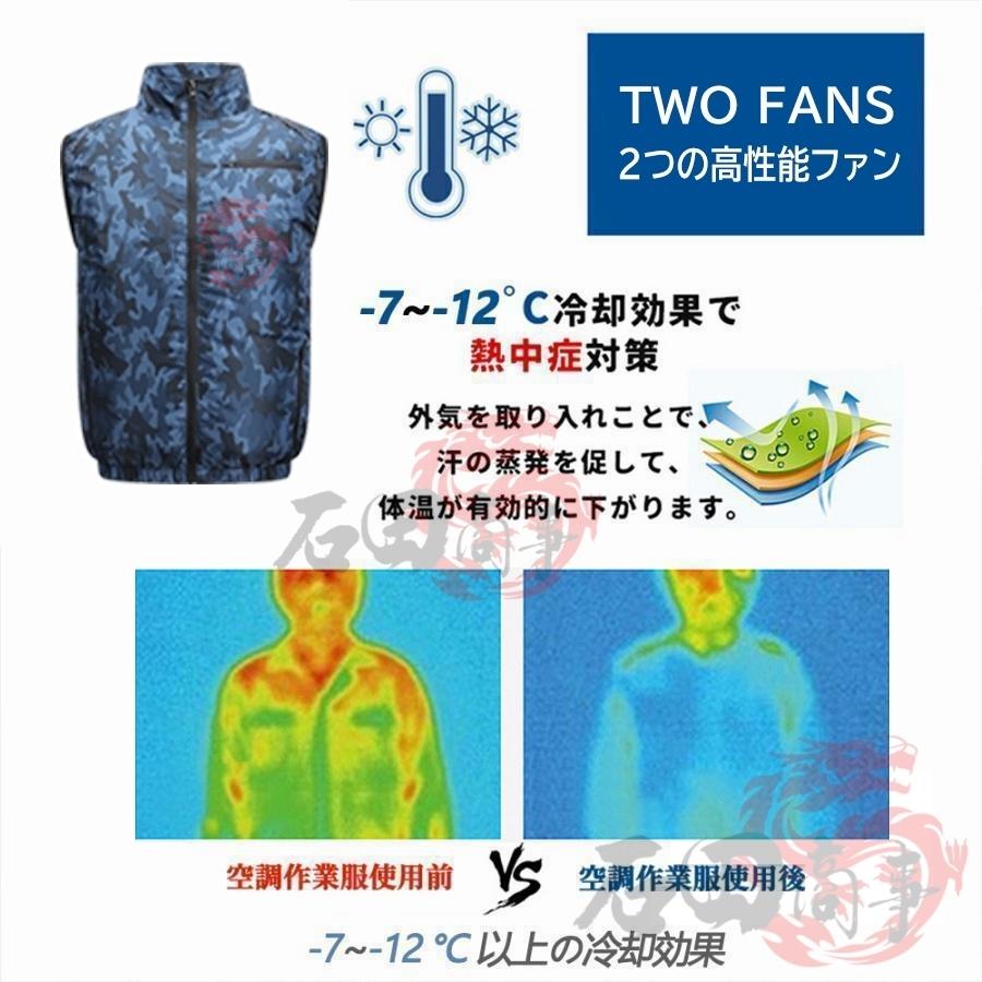 空調作業服 空調ベスト 30000mAhバッテリー 長袖 冷却服 3段階調節 大 