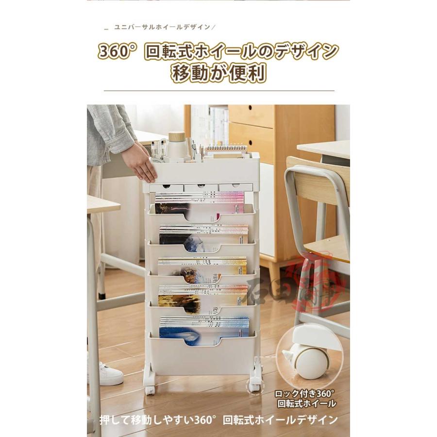 SLLS ファイルワゴン 本棚 マガジンラック キャスター付き スリム 大 