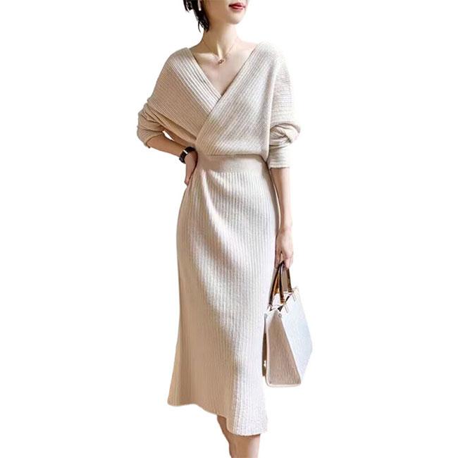 ワンピース ドレス カシュクール ロング スリット マキシ丈 韓国 ワンピース ドレス カシュクール ロング スリット マキシ丈 韓国